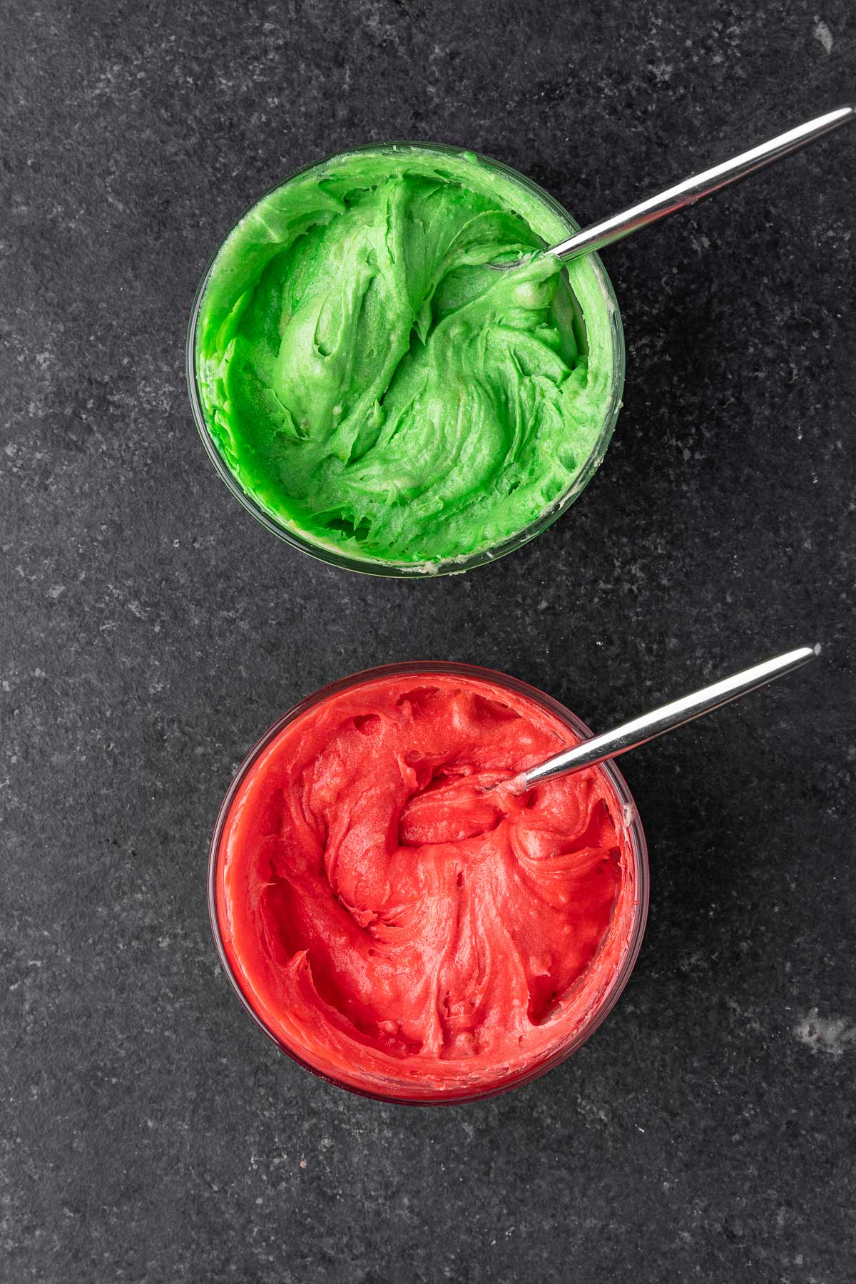 colored dough for Italian Rainbow Cookies