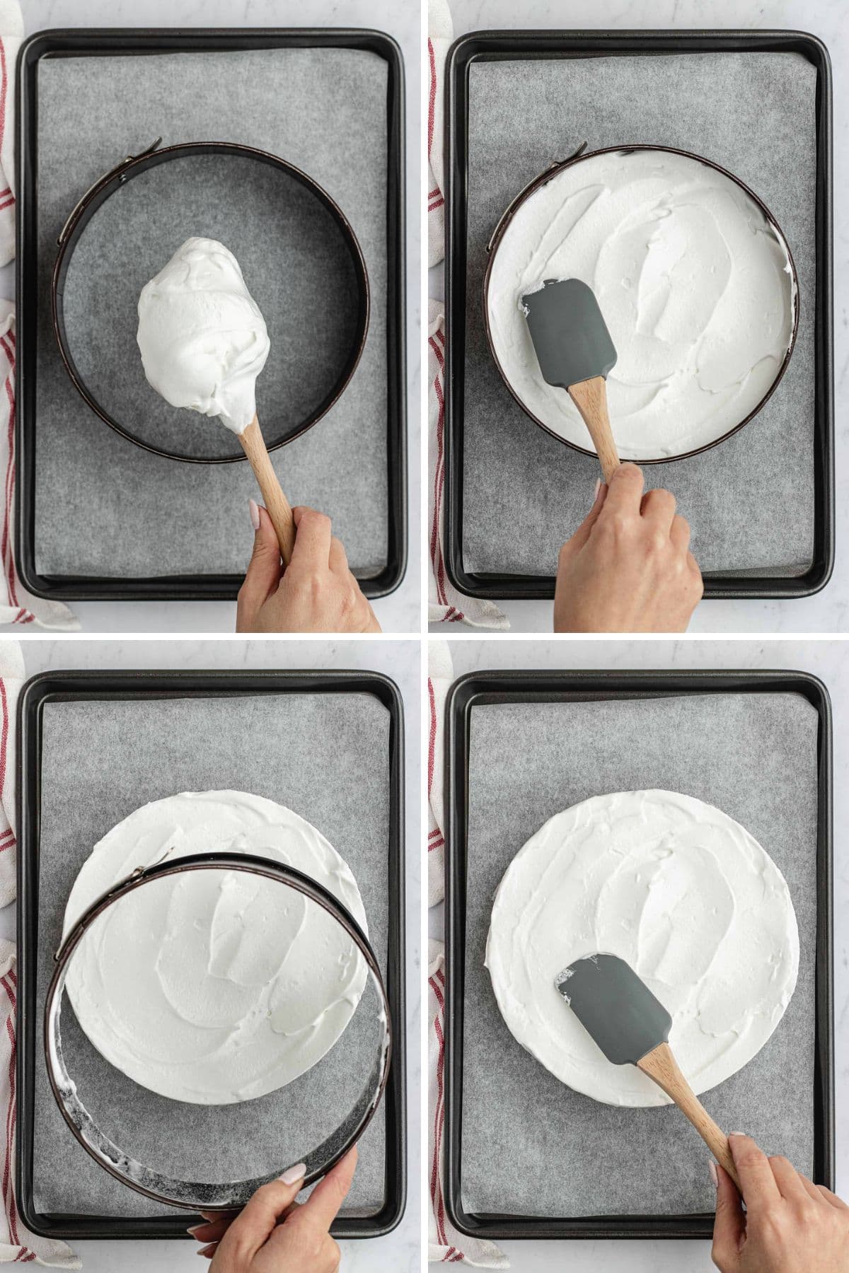 Strawberry Pavlova collage of shaping meringue