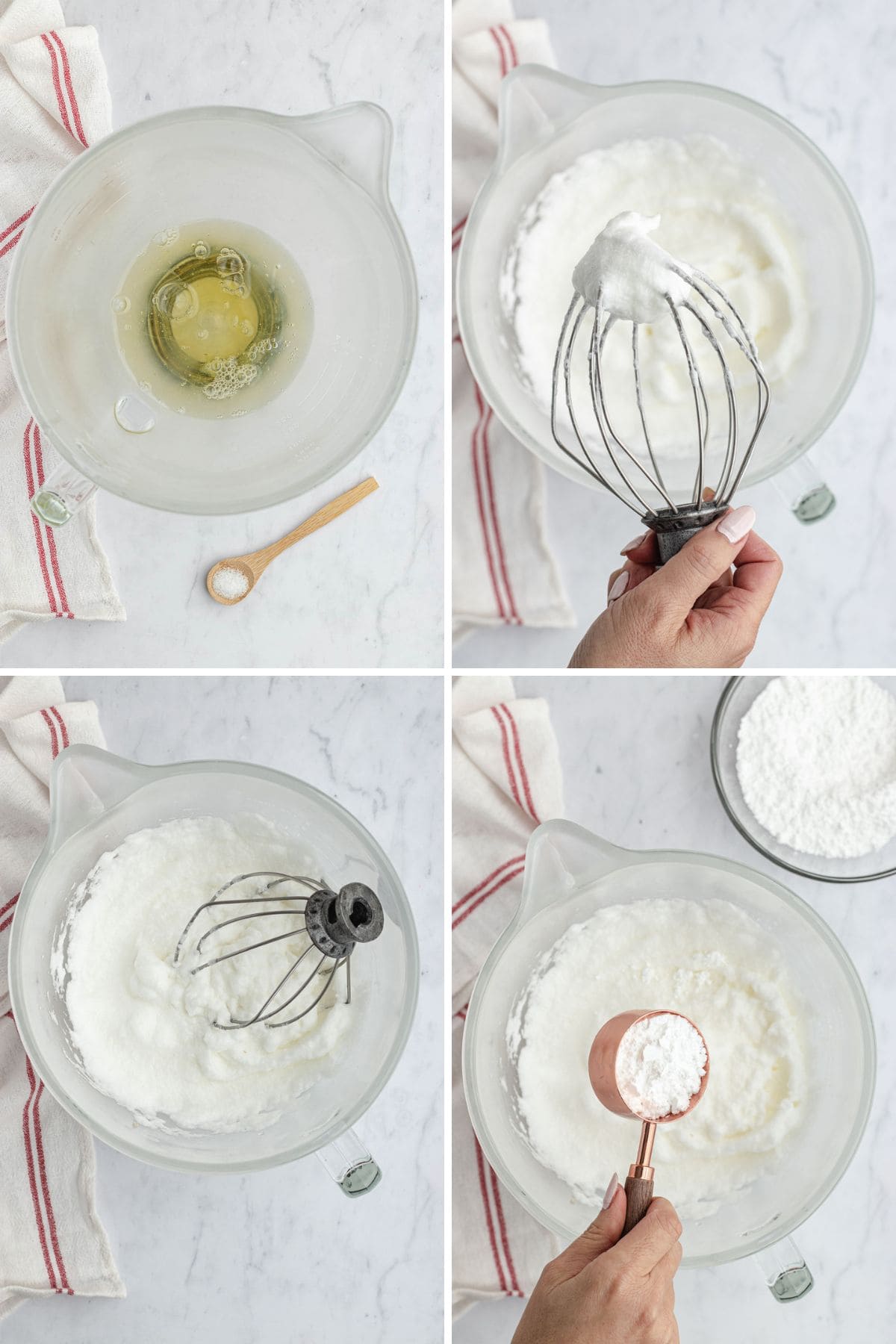 Strawberry Pavlova whipping egg whites collage