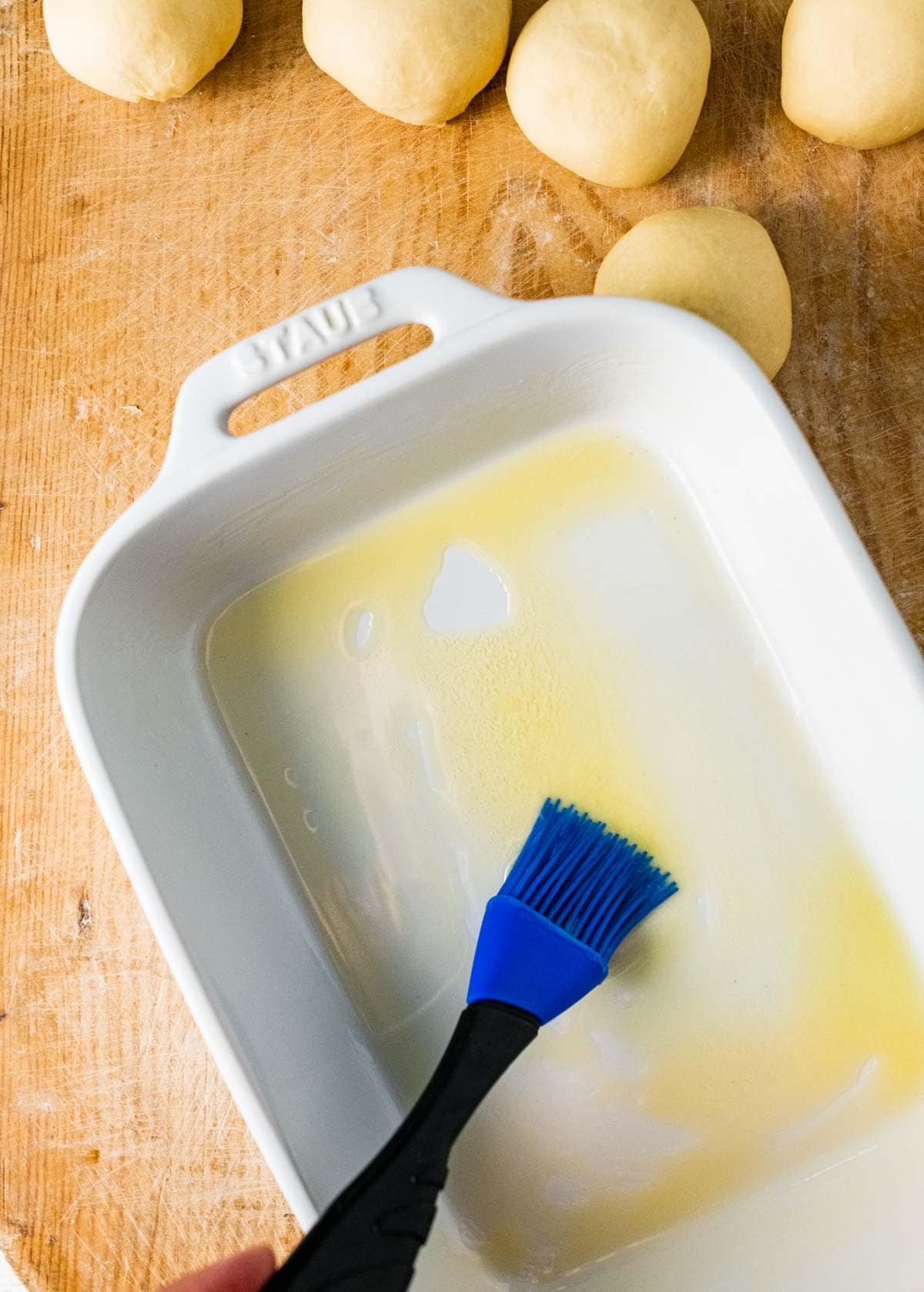 buttering baking pan