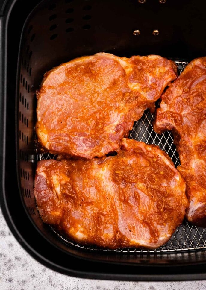 Easy Air Fryer Garlic Butter Pork Chops Recipe Dinner, then Dessert