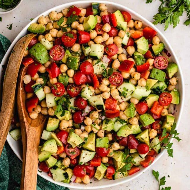 Chickpea Salad being mixed