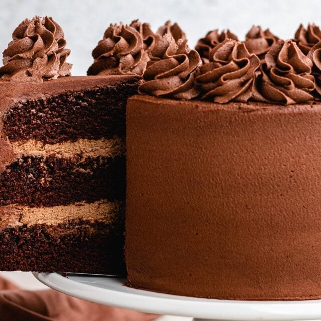 decadent cocoa dessert with cream and frosting
