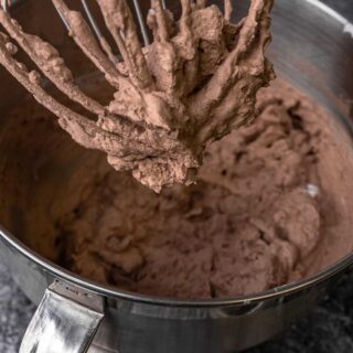 Chocolate Whipped Cream finished in the mixing bowl