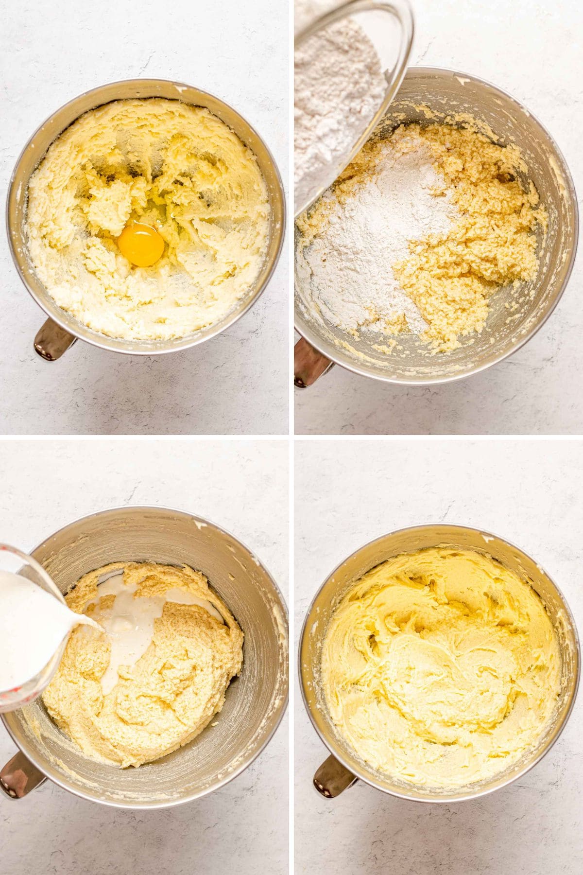 Coconut Poke Cake collage preparing cake batter
