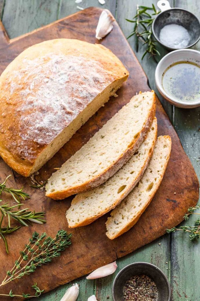 Easy Crusty Garlic Herb Bread Recipe Dinner, then Dessert