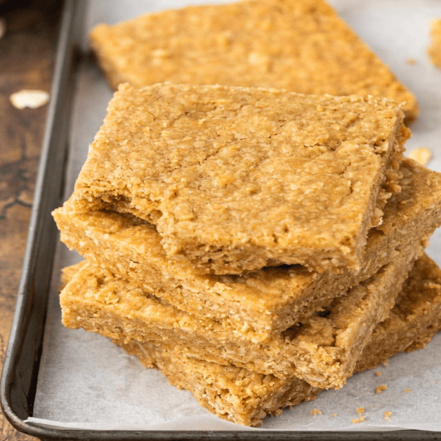 Stack of bars in a baking pan