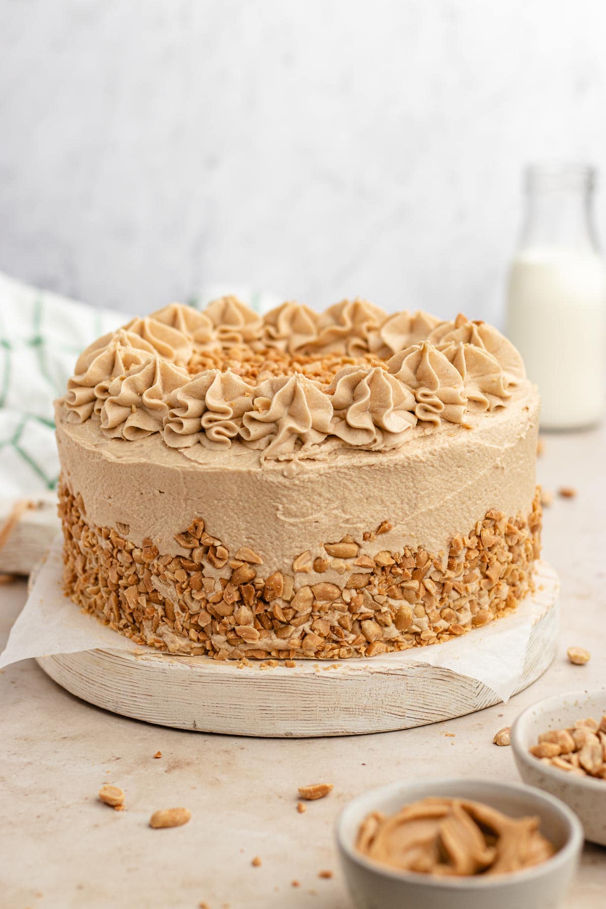 Peanut Butter Layer Cake all decorated