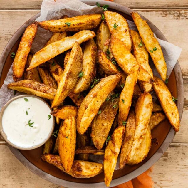 cooked potatoes with dipping ranch