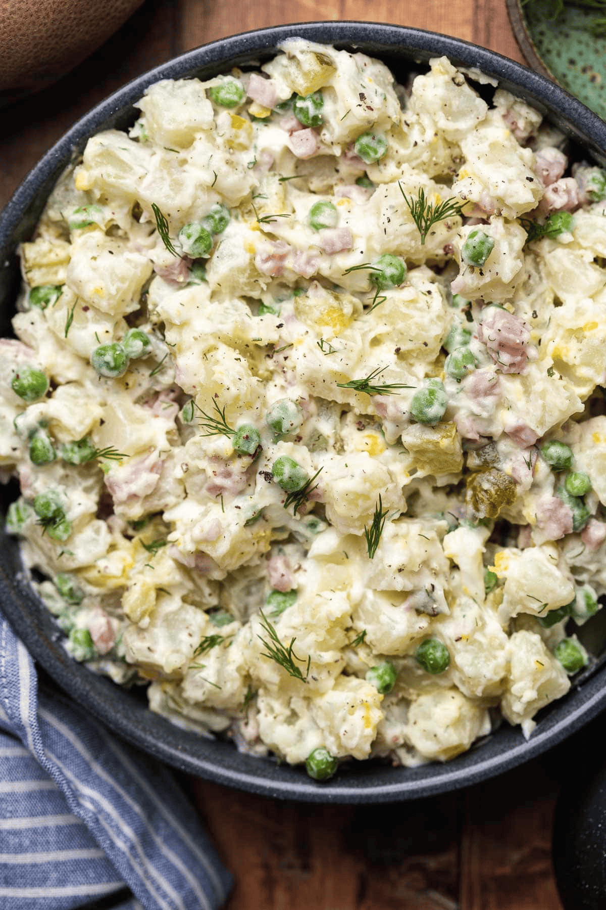 Potato salad ingredients mixed