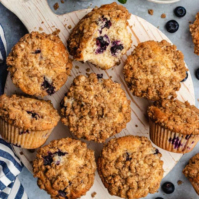 Blueberry Streusel Muffins on a plate