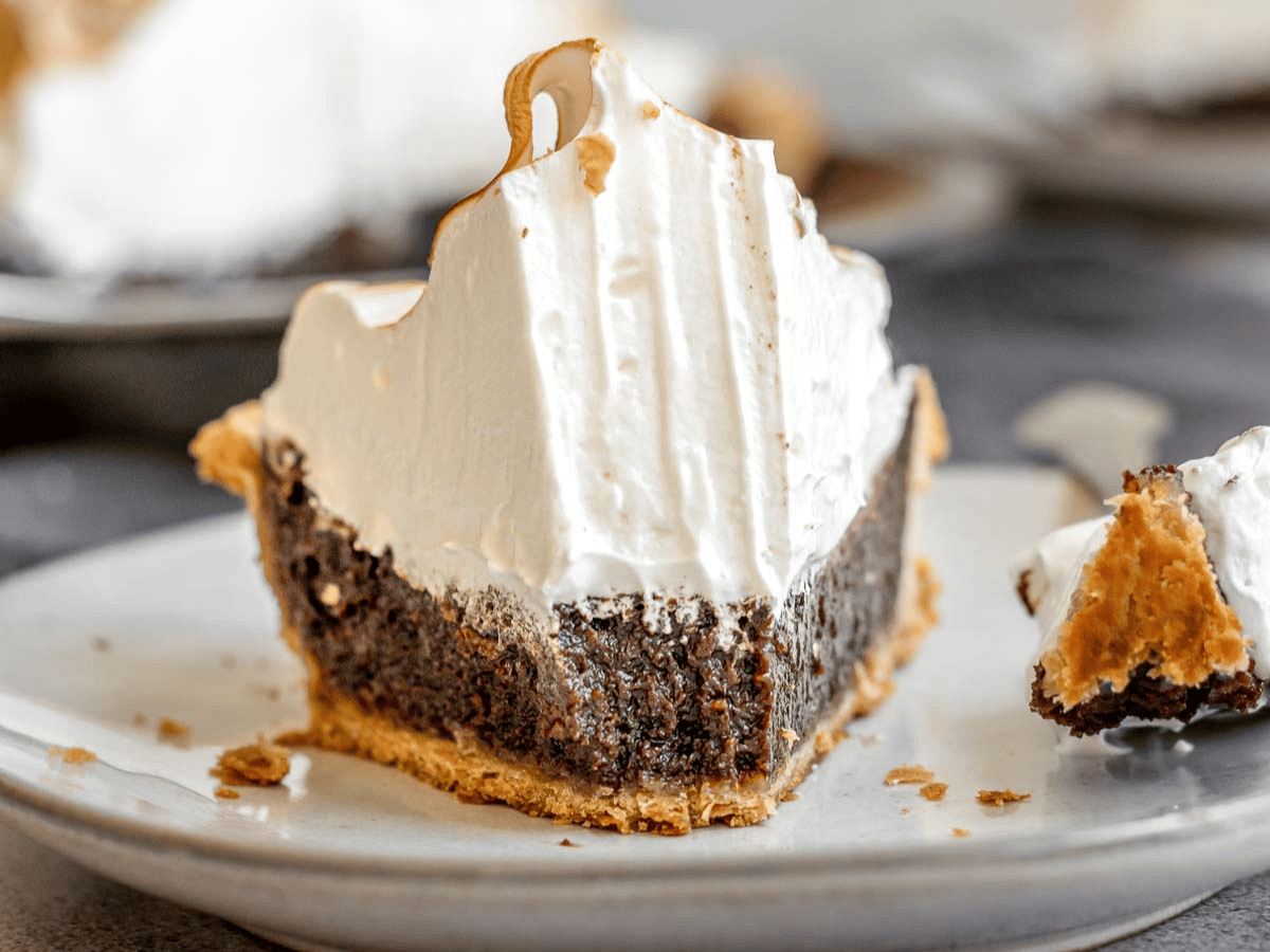 front view of slice of pie with bite taken out