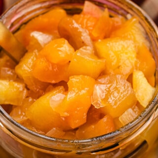Chunky chutney in a canning jar