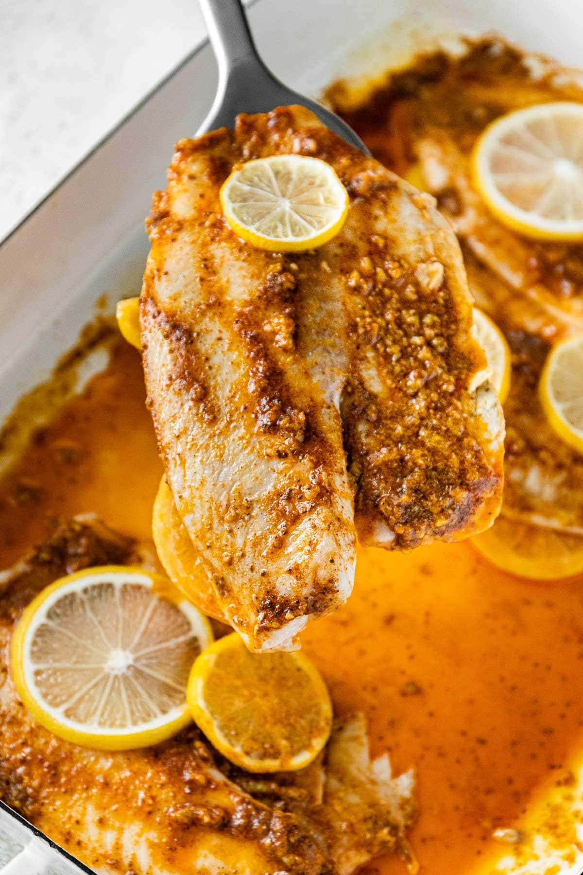 cooked fish with lemons 