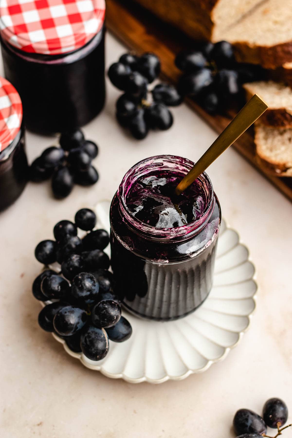 Homemade Grape Jelly in glass jar