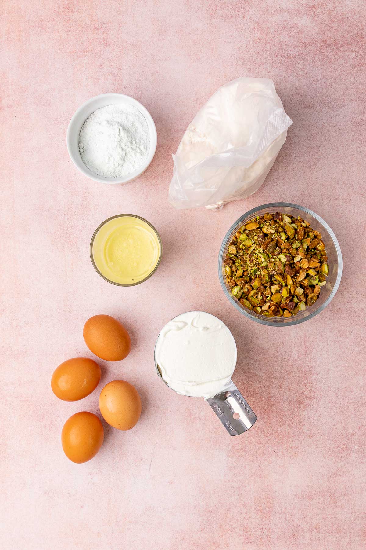 portioned ingredients for Pistachio Bread