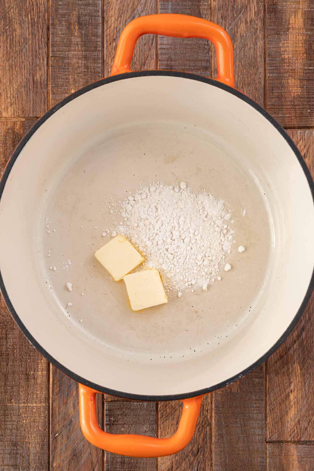 butter and flour in a pot 