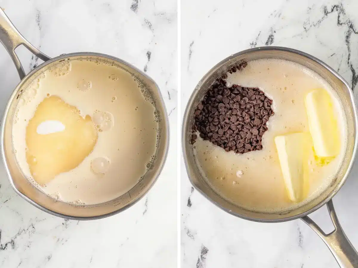 Collage of ingredients in pots in steps