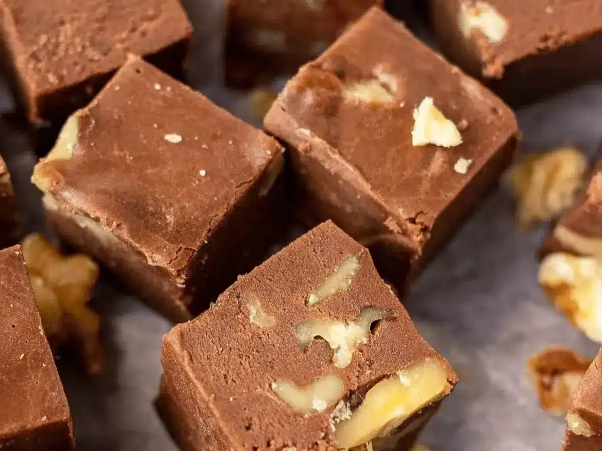 Top view of chocolate with nuts