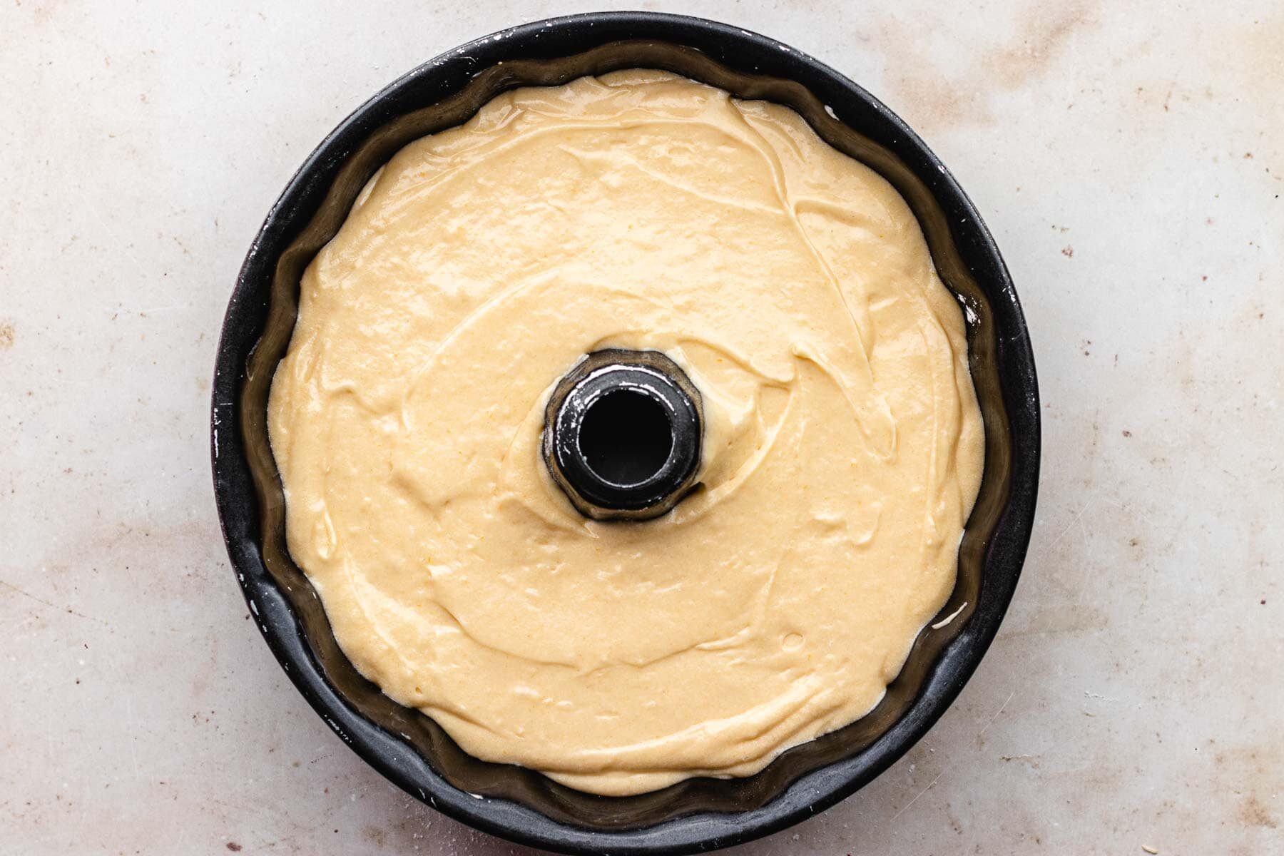 Sour Cream Pound Cake in the pan before baking