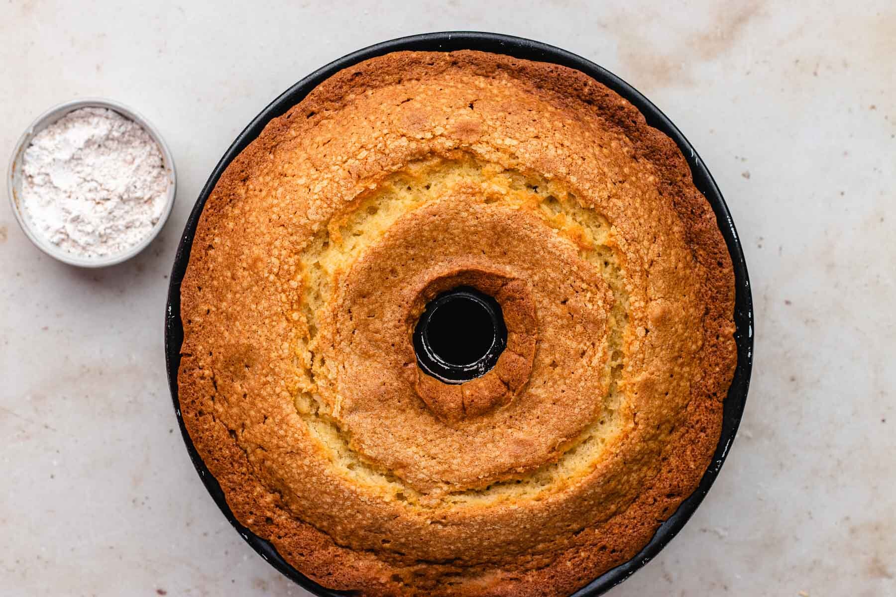 Sour Cream Pound Cake fresh out of the oven