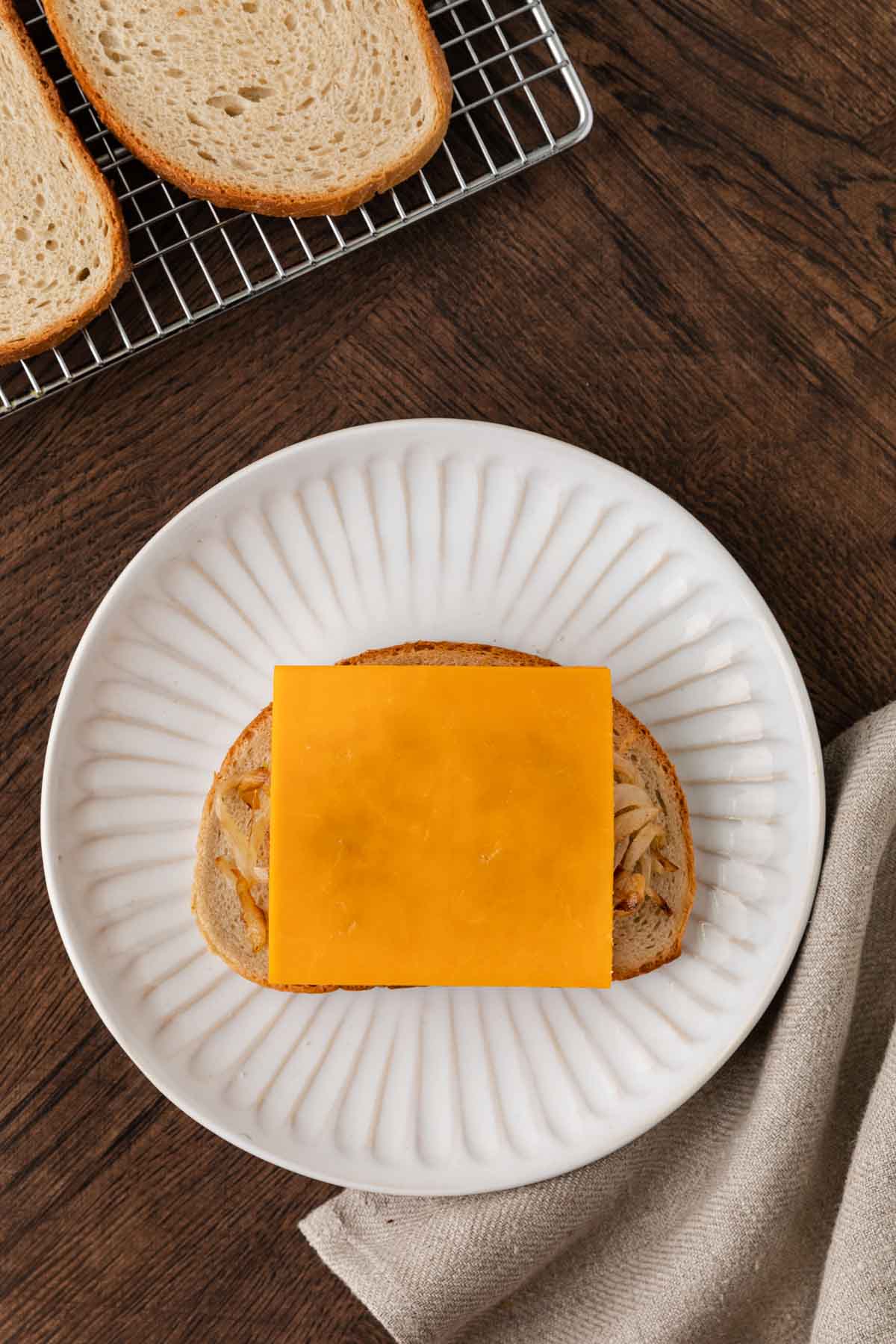 Toasted bread with turkey and cheese