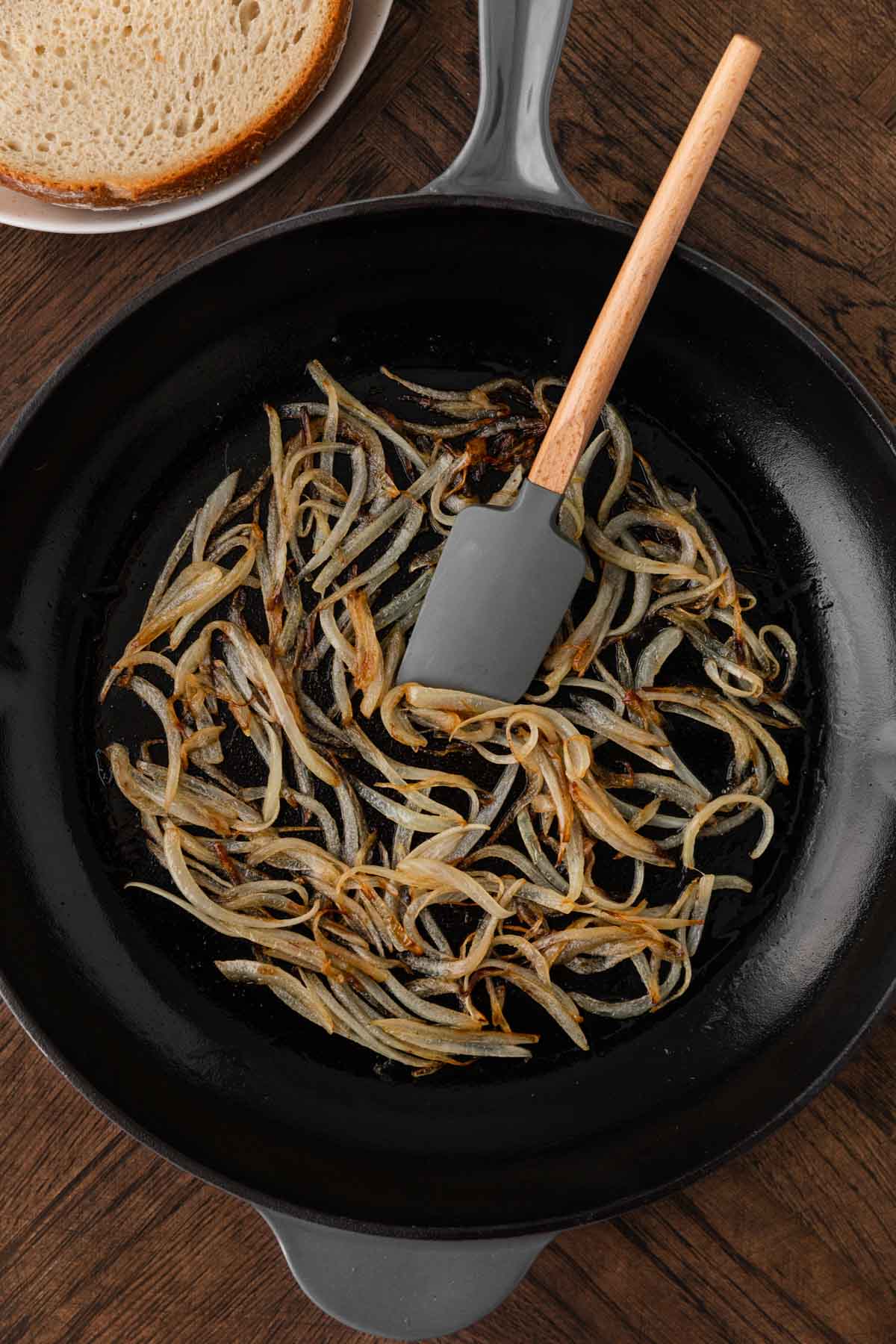 cooking sliced onion