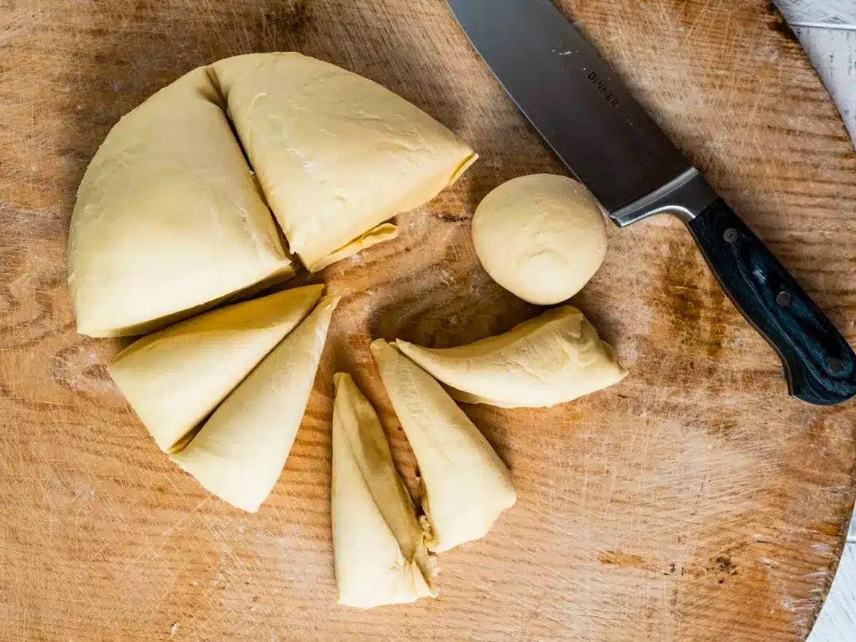 Dough cut into sections