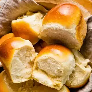Basket of bread rolls