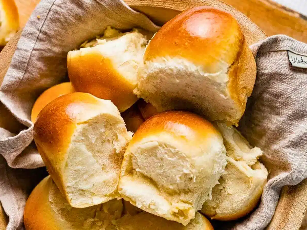 Basket of bread rolls
