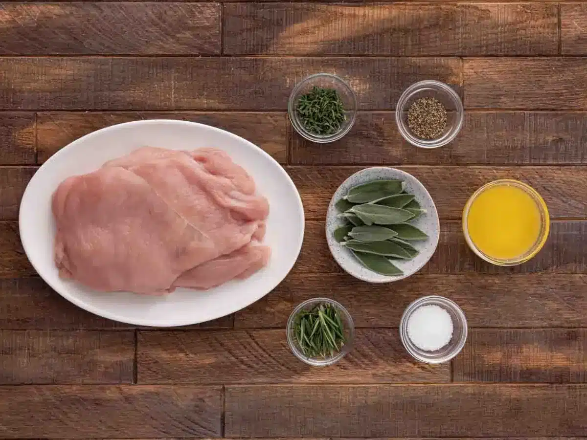 ingredients in their own plates or bowls laid out on table