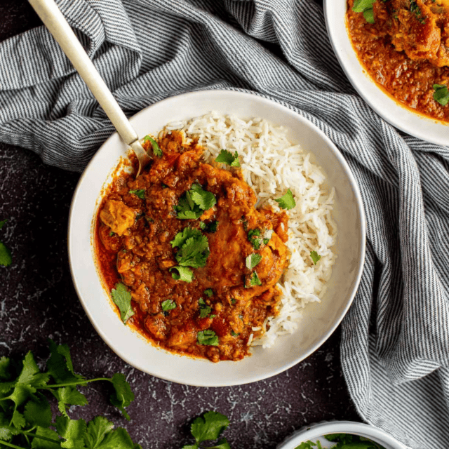Cooked ingredients with rice ready to eat