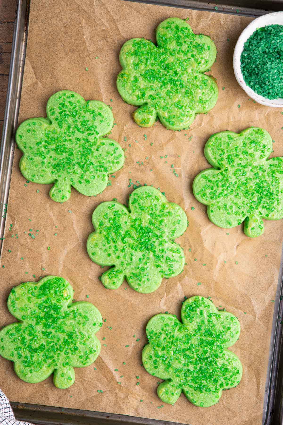 Aerial view of finished cookies