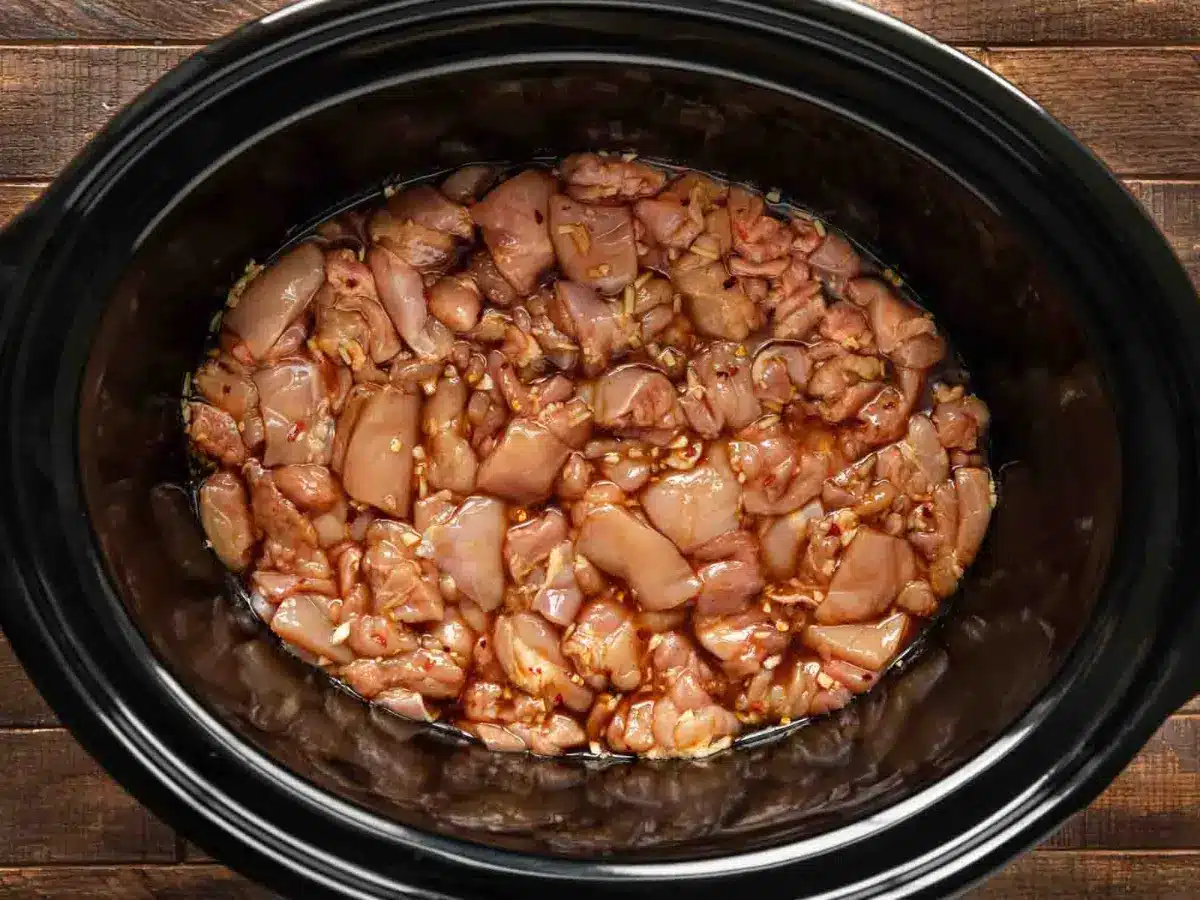 Uncooked chicken in slow cooker