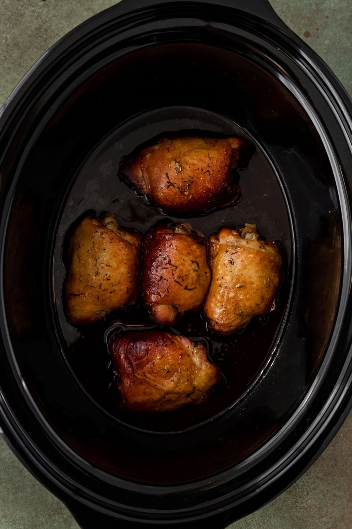 looking down at thighs in crockpot 