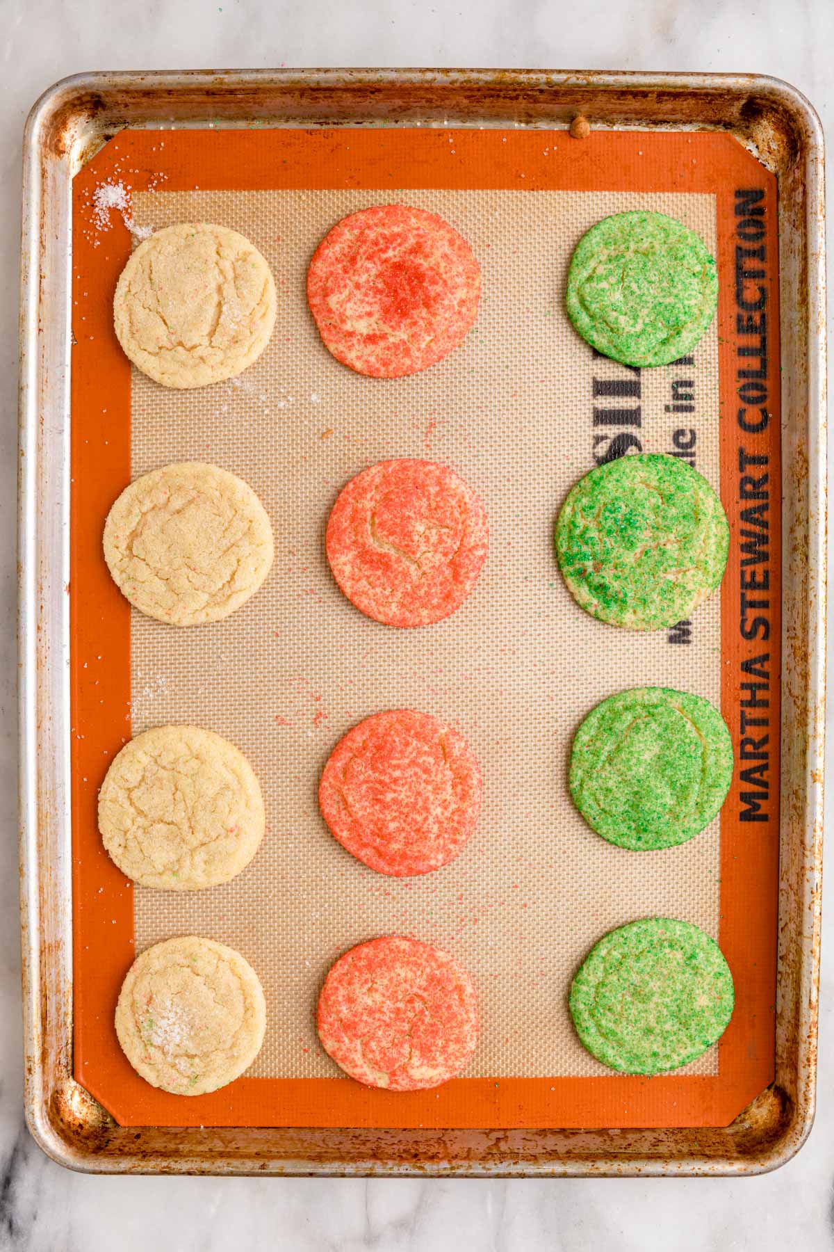 Christmas Sugar Cookies baked cookies on baking sheet
