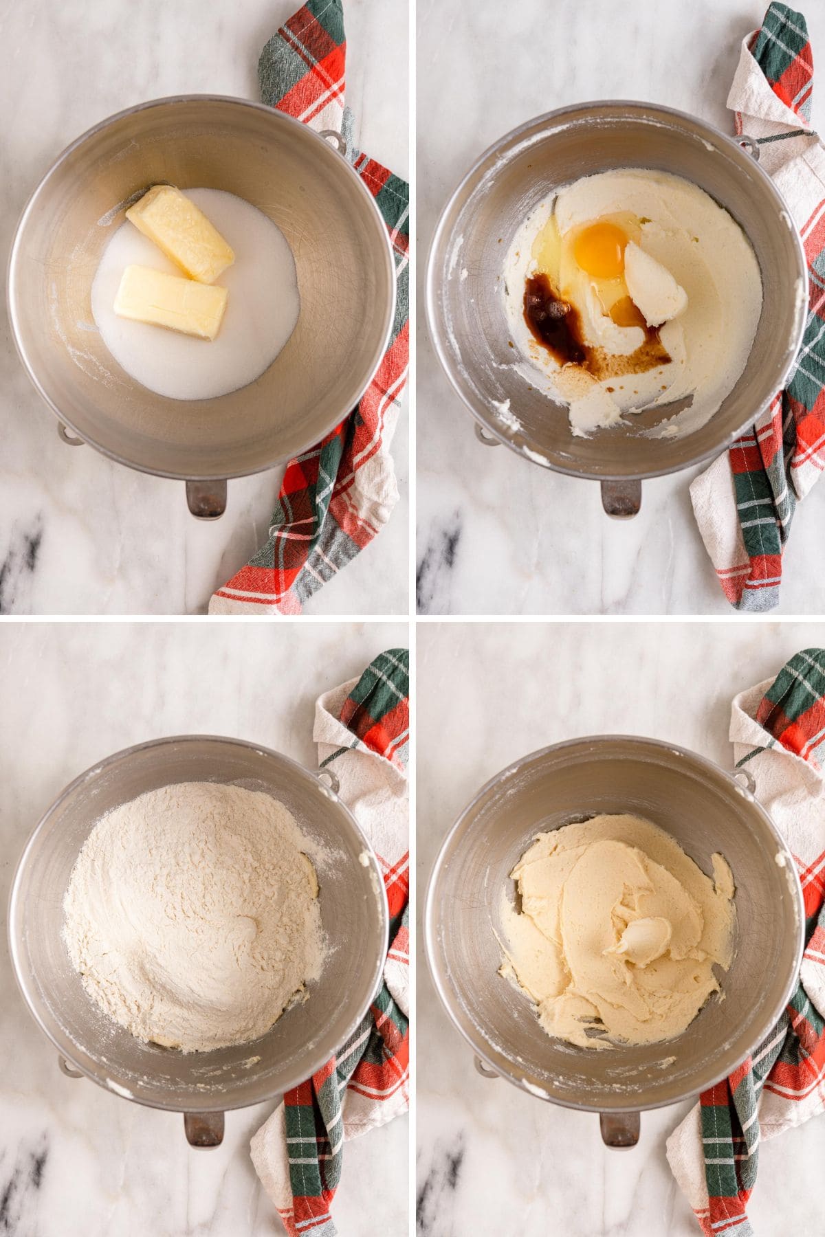 Christmas Sugar Cookies collage preparing cookie dough