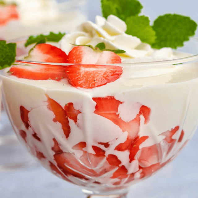 Side view of dessert in glass