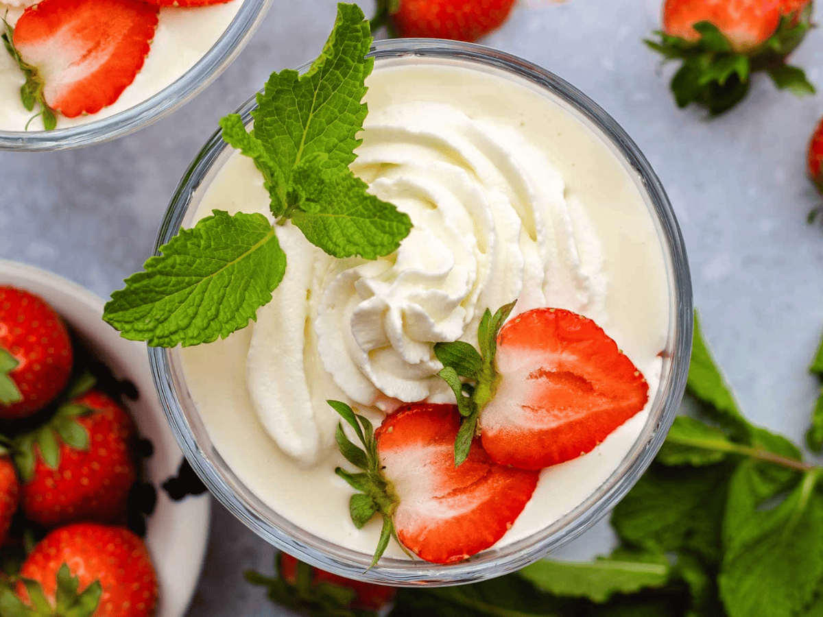 top view of dessert with garnish