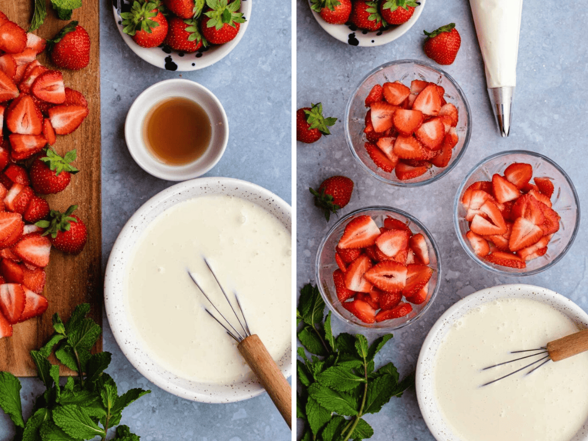 Collage showing ingredients for dessert