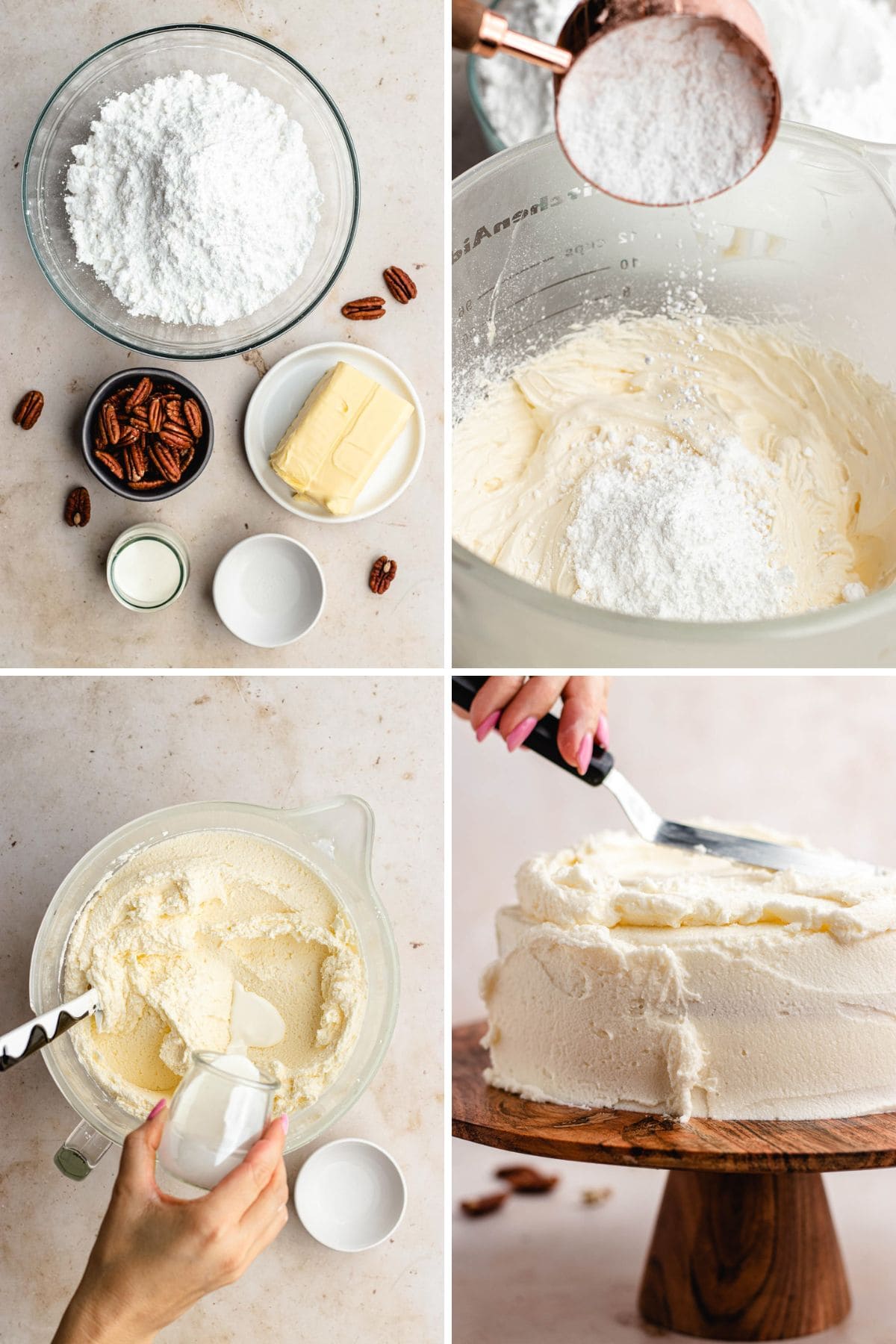 Lady Baltimore Cake collage of preparing frosting