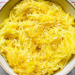 Baked spaghetti squash in bowl 4x3
