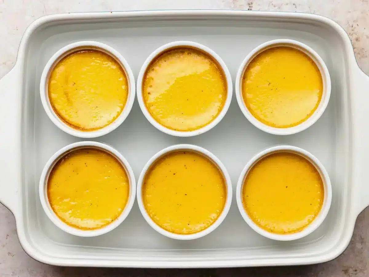 Baked custard in ramekins