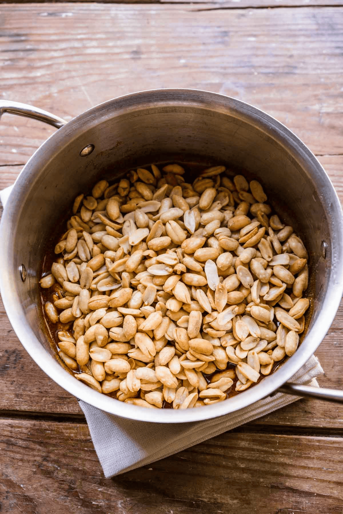 Roasted peanuts in a pan