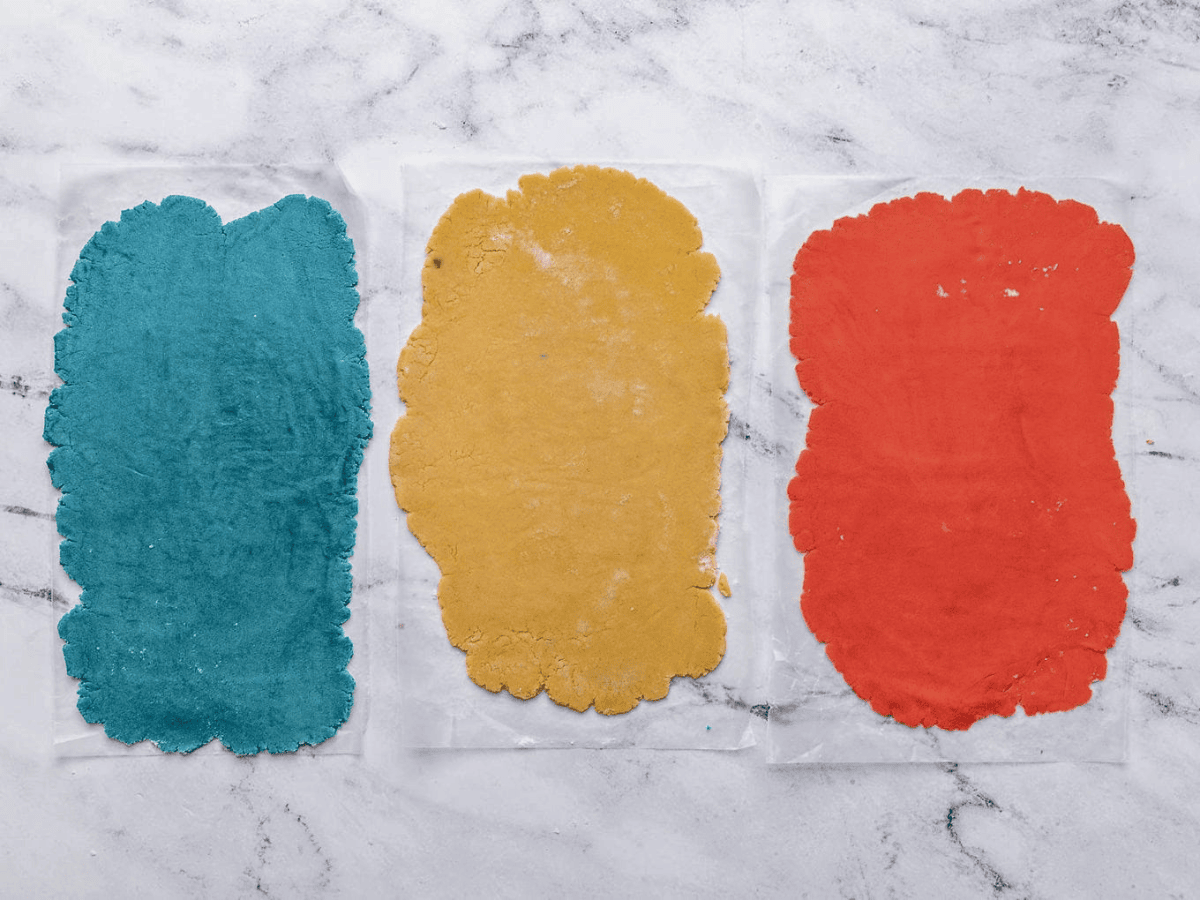 Flat red, white, and blue cookie dough