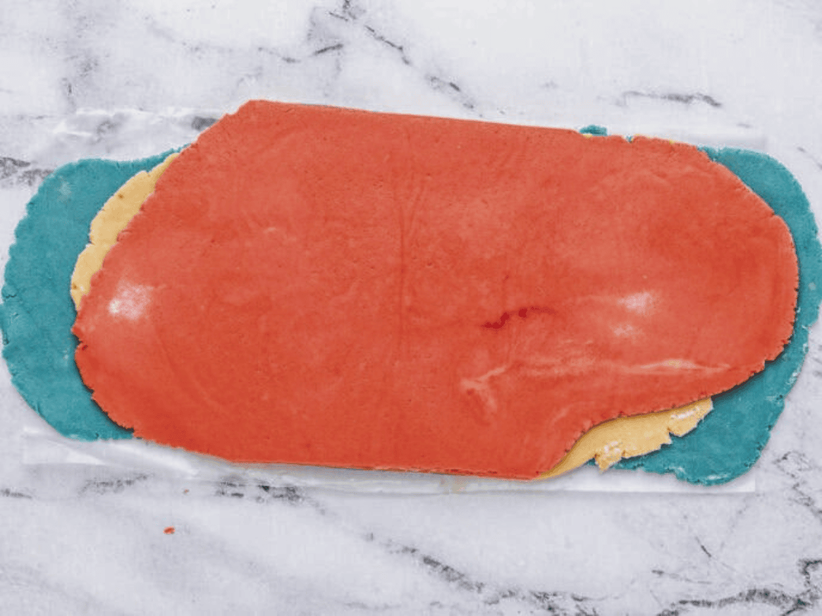 Stacked colored cookie dough