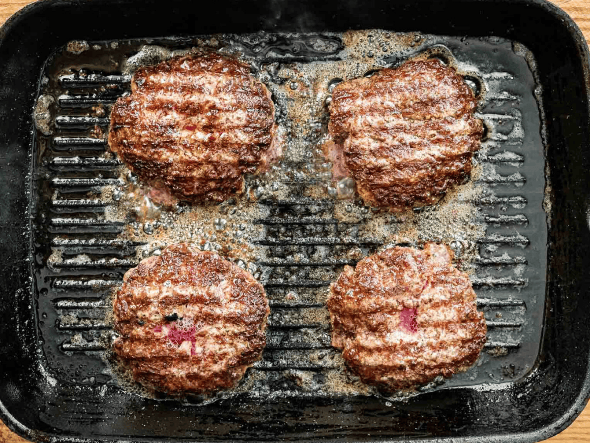 Meat on a cast iron skillet