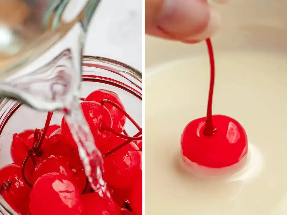 collage of prepping the cherries