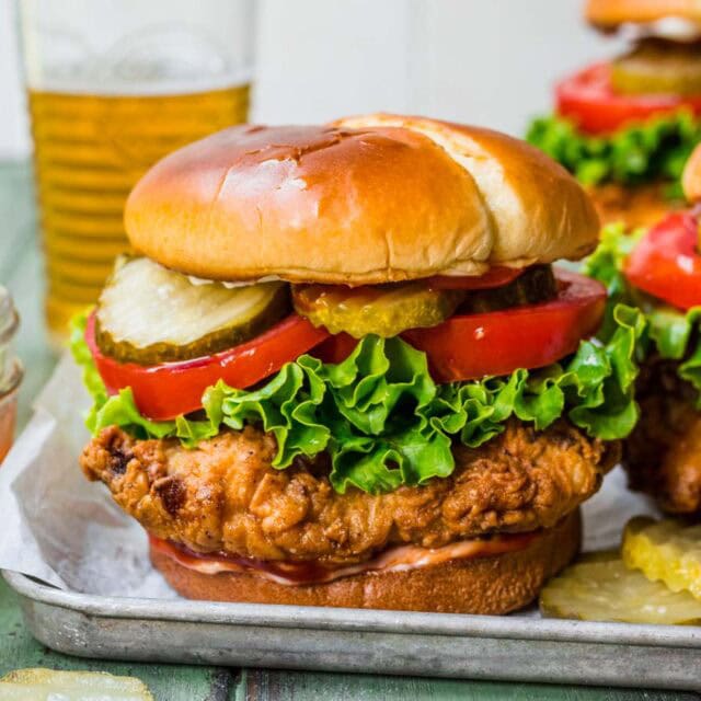 Prepared sandwich on bun.