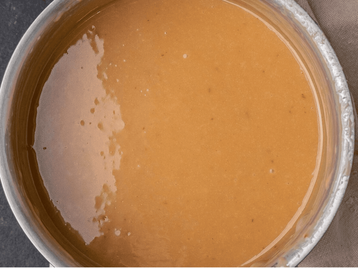 melted caramel in a pan